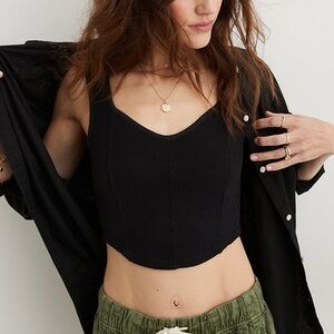 Aerie cropped ribbed corset tank